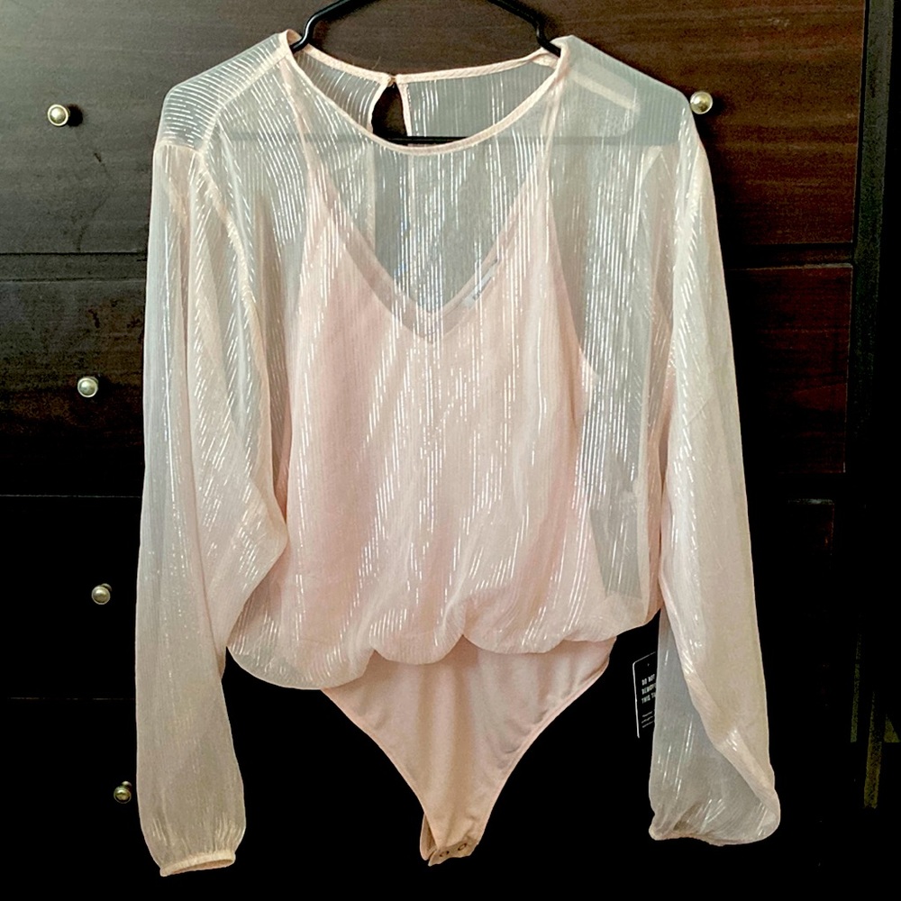💕 EXPRESS Pink Bodysuit with Attached Blouse